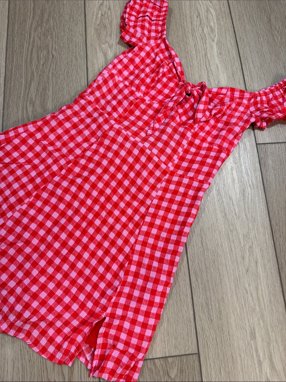 G&B Sweetheart Gingham Milkmaid Dress Sz M Bright Summer Resort Trendy